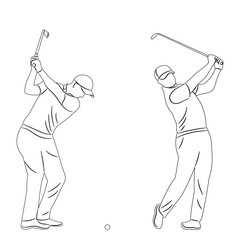 man playing golf sketches on white background vector - 780374050