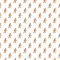 Person walking or walk sign seamless pattern isolated on white background
