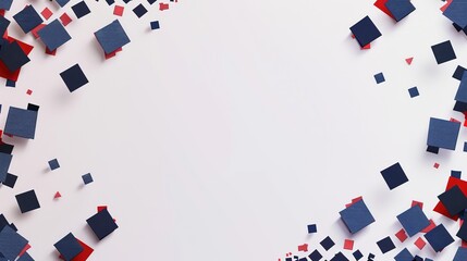  clean minimal geometric background blue red white square scattered on white background, Generative Ai - obrazy, fototapety, plakaty