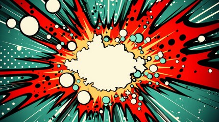 Vintage retro comic book cover design with explosive boom crash bang elements and halftone dots