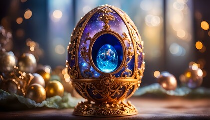 Fantasy faberge egg with a magic world inside