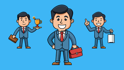 happy businessman a character set of an office vector illustration