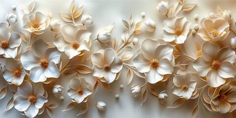 White Floral background and decorations