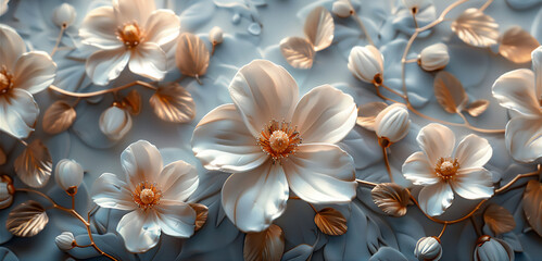 White Floral pattern background