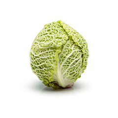 Fototapeta premium Green, kale and vegetable in studio and fresh for diet, nutrition and wellness for vegan. Raw cabbage or produce and healthy for salad or food, natural with vitamins and leaves for eating with color