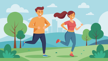 running around in the park man vector illustration