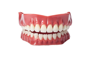 Obraz premium Plastic Mouth With White Teeth on White Background. On a White or Clear Surface PNG Transparent Background.