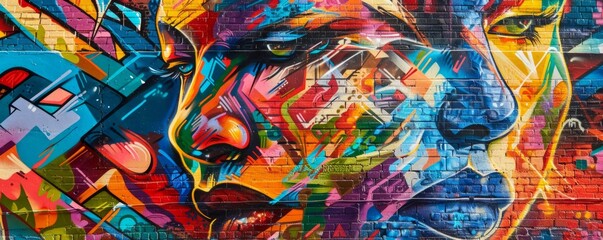 Fototapeta na wymiar Expressive Animal Mural in Urban Graffiti 