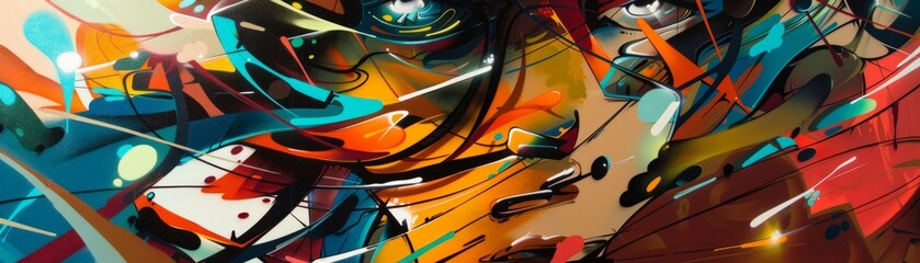 Close-Up of Colorful Abstract Graffiti Art
