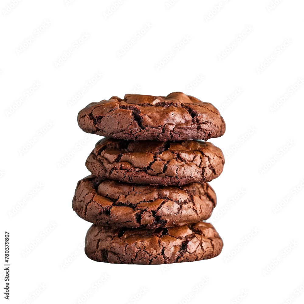Poster stack of chocolate cookies on transparent background