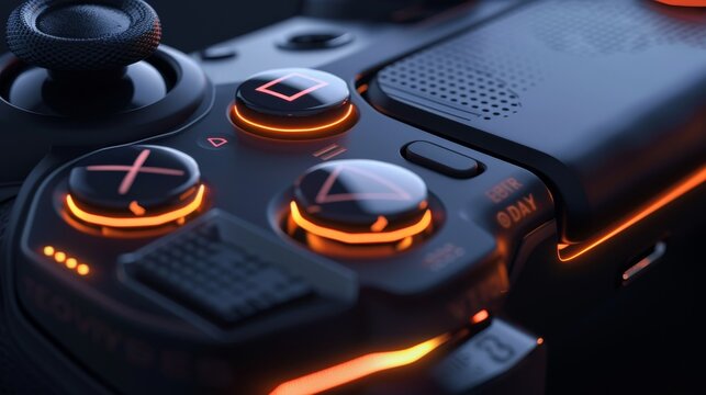 A Black Wireless Video Game Controller. 