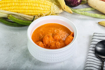 Indian cuisine - spicy prawn masala