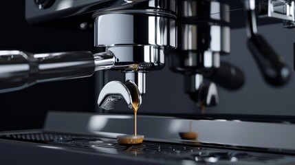 A Coffee Machine On A Black Background. 