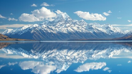 Fototapeta premium Snow, blue sky and water