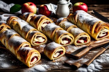 The most famous Strudel is made with apples and cream