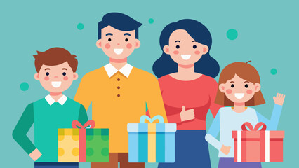 happy family with shopping father mother son and vector illustration