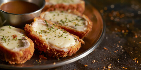 Cheese pork cutlet on a plate