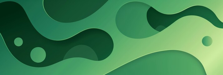 A green banner with circles and round shapes in the cutout style illustration.