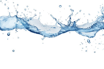 Blue Water Splashing in Air on White Background. On a White or Clear Surface PNG Transparent Background.