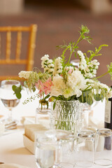 table setting with flowers