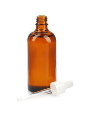 Glass bottle and pipette with tincture isolated on white