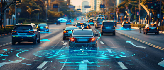 Increasing safety on the roads with autonomous cars - obrazy, fototapety, plakaty