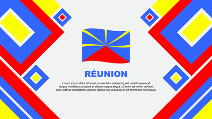 Reunion Flag Abstract Background Design Template. Reunion Independence Day Banner Wallpaper Vector Illustration. Cartoon