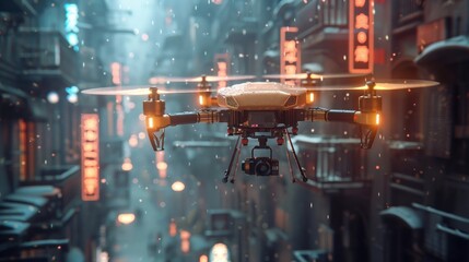 Drone Delivery Services Consider a world where packages are delivered by drones, speeding up the shipping process - obrazy, fototapety, plakaty