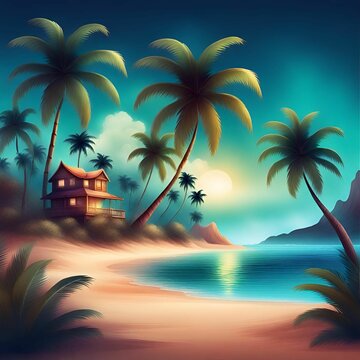  palm trees tropical island beach summer theme - 5