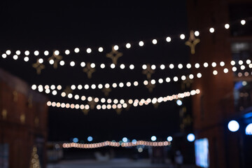 Christmas illumination blurred background, New Year's garlands
