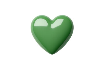 Green Heart on White Background. On a White or Clear Surface PNG Transparent Background.