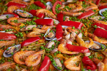 A dish of rice, meat, seafood, etc. stir-fried together in a frying pan	