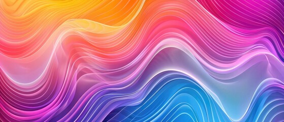 Wave fluid with distorted lines. Striped geometric poster in red, yellow and orange colors for design.,soft yellow and orange, pastel pink, light blue, yellow color paper. Top view, flat lay