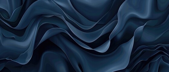 black satin background,a blue wavy fabric on a black background,Abstract blue wavy background. 3d rendering, Abstract background with smooth lines in blue colors,
 - obrazy, fototapety, plakaty