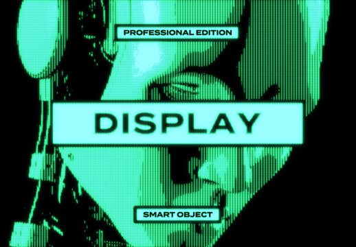 Screen Display Glitch TV CRT VHS Photo Effect Paper Texture Template Mockup Overlay Style