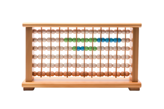 Wooden Abacus With Beads. On a White or Clear Surface PNG Transparent Background.