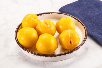 Ripe sweet and juicy Yellow Plums