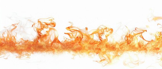 Real fire line flames isolated on white background,Fire flames on white background, close up,Red smoke on a white background. Close-up. Abstract background.