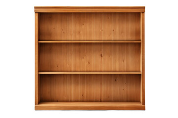 Three-Tier Wooden Bookshelf. On a White or Clear Surface PNG Transparent Background.