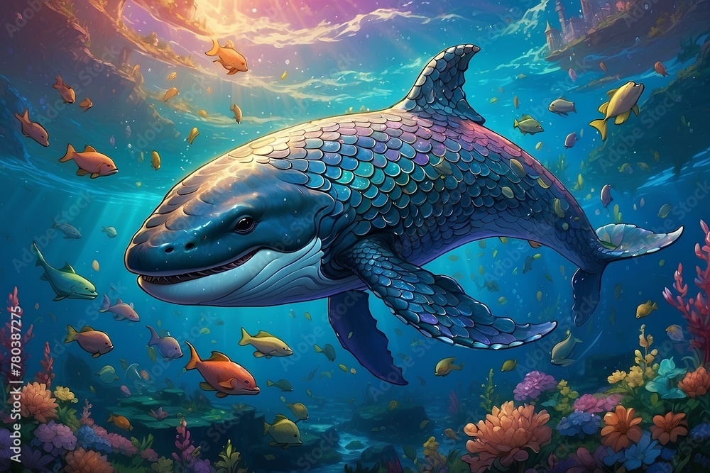 Wall mural whale fantasy