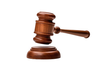 Wooden Judges Hammer on White Background. On a White or Clear Surface PNG Transparent Background.