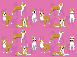 Dog Boston Terrier Cream Coat Cartoon Cute Seamless Wallpaper Background