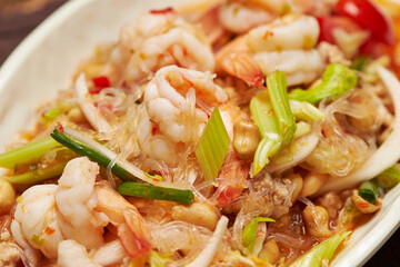 Shrimp vegetable salad on a plate