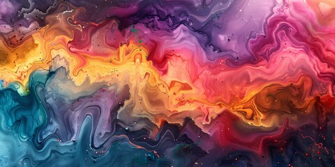 Bold strokes of radiant colors converge, swirling together in a breathtaking display of marble ink abstract brilliance.