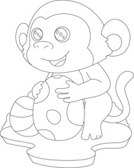 Monkey Easter Easter eggs Animal Vector Graphic Art Illustration
