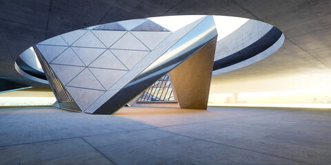 3D Futuristic architecture of a modern building