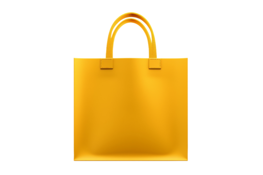 Yellow Bag on White Background. On a White or Clear Surface PNG Transparent Background. - Powered by Adobe
