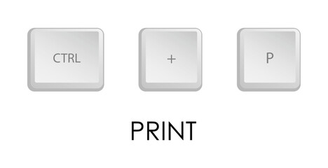Print key combination. Keyboard shortcut for quickly executing command in operating system. Isolated vector on white background