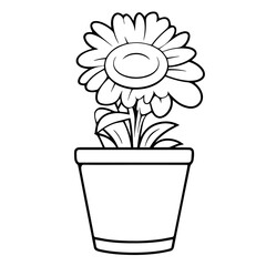 Sleek plant pot outline icon for gardening designs.
