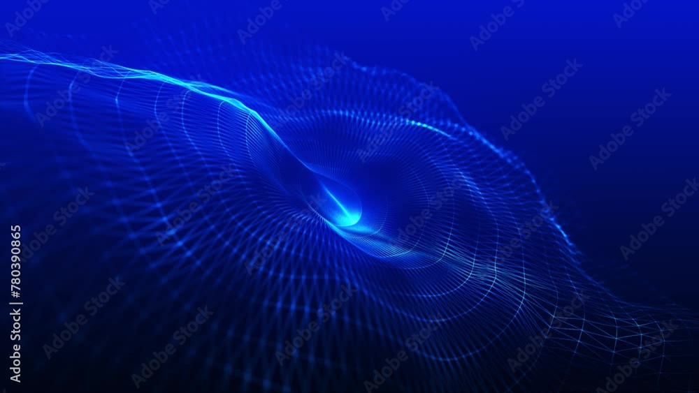 Poster abstract background with dynamic wave. digital technologies. dynamic circular wave of luminous dots.